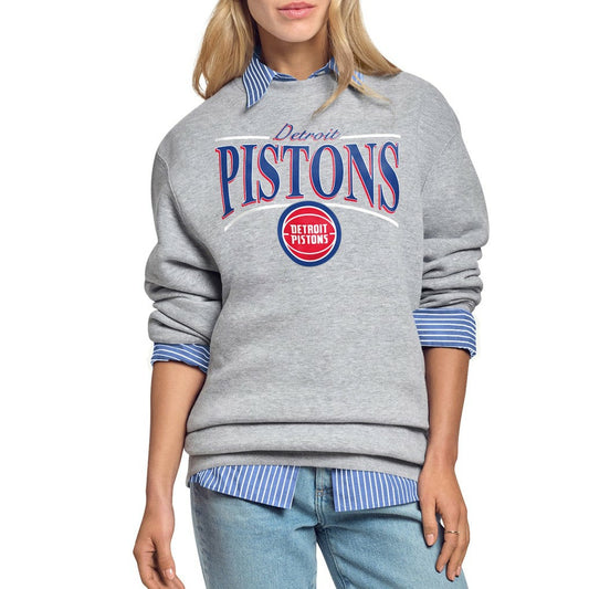 Detroit Pistons Starter Women's Arch Stripe Fleece Crewneck Sweatshirt sale - Gray discount