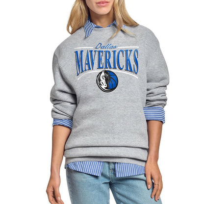 Dallas Mavericks Starter Women's Arch Stripe Fleece Crewneck Sweatshirt sale - Gray shop