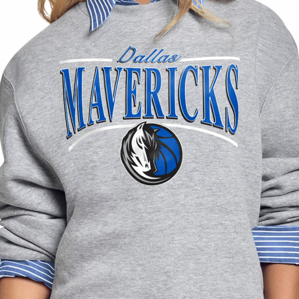 Dallas Mavericks Starter Women's Arch Stripe Fleece Crewneck Sweatshirt sale - Gray shop