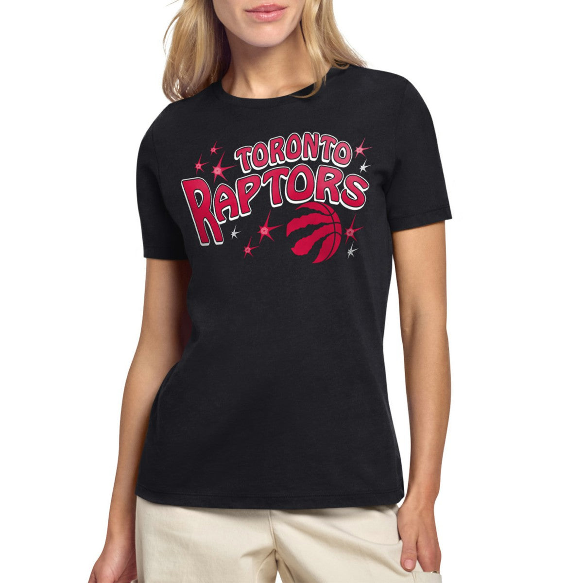 Toronto Raptors Starter Women's Fireworks T-Shirt - Black shop