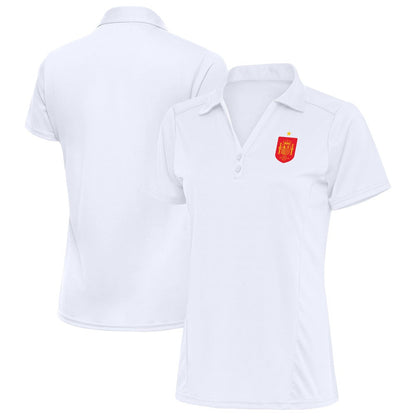 Spain National Team Antigua Women's Statement Y-Neck Polo - White discount