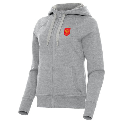 Spain National Team Antigua Women's Takeover Fleece Raglan Full-Zip Hoodie - Heather Gray sale