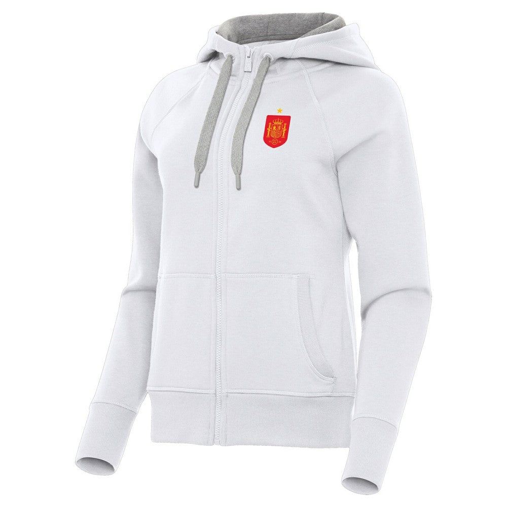 Spain National Team Antigua Women's Takeover Fleece Raglan Full-Zip Hoodie - White shop