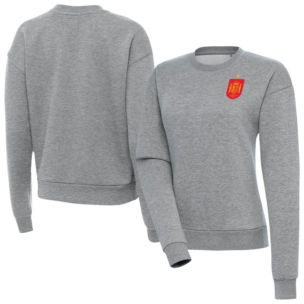 Spain National Team Antigua Women's Takeover Fleece Sweatshirt - Heather Gray on sale
