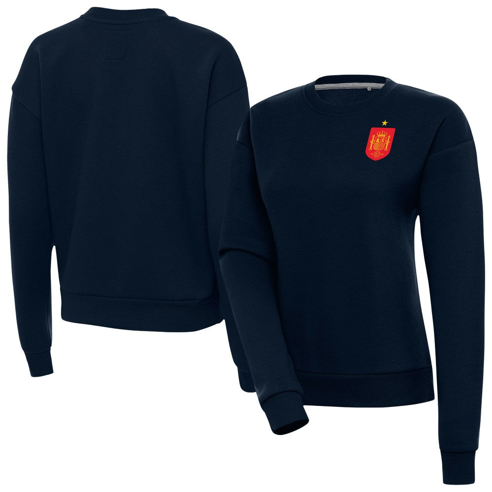 Spain National Team Antigua Women's Takeover Fleece Sweatshirt - Navy for sale