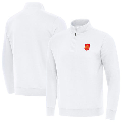 Spain National Team Antigua Landslide Quarter-Zip Pullover - White discount