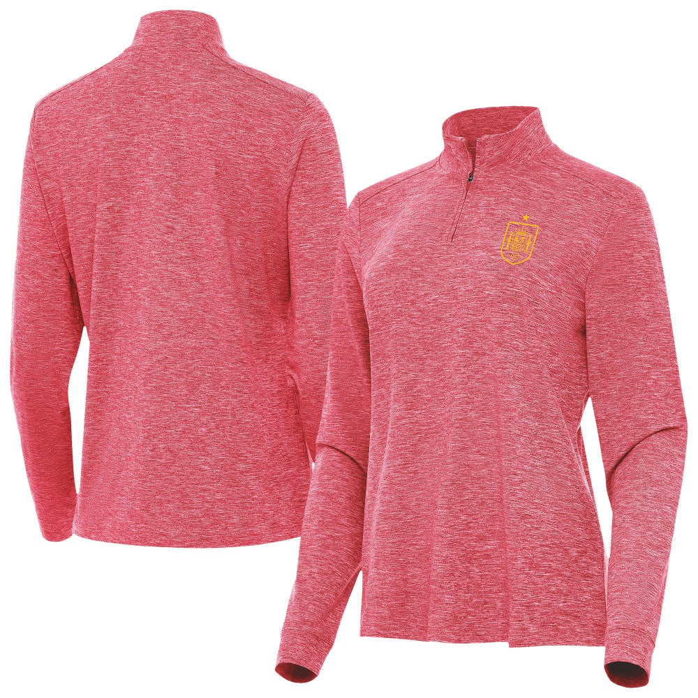 Spain National Team Antigua Women's Quarter-Zip Pullover - Heather Red on sale