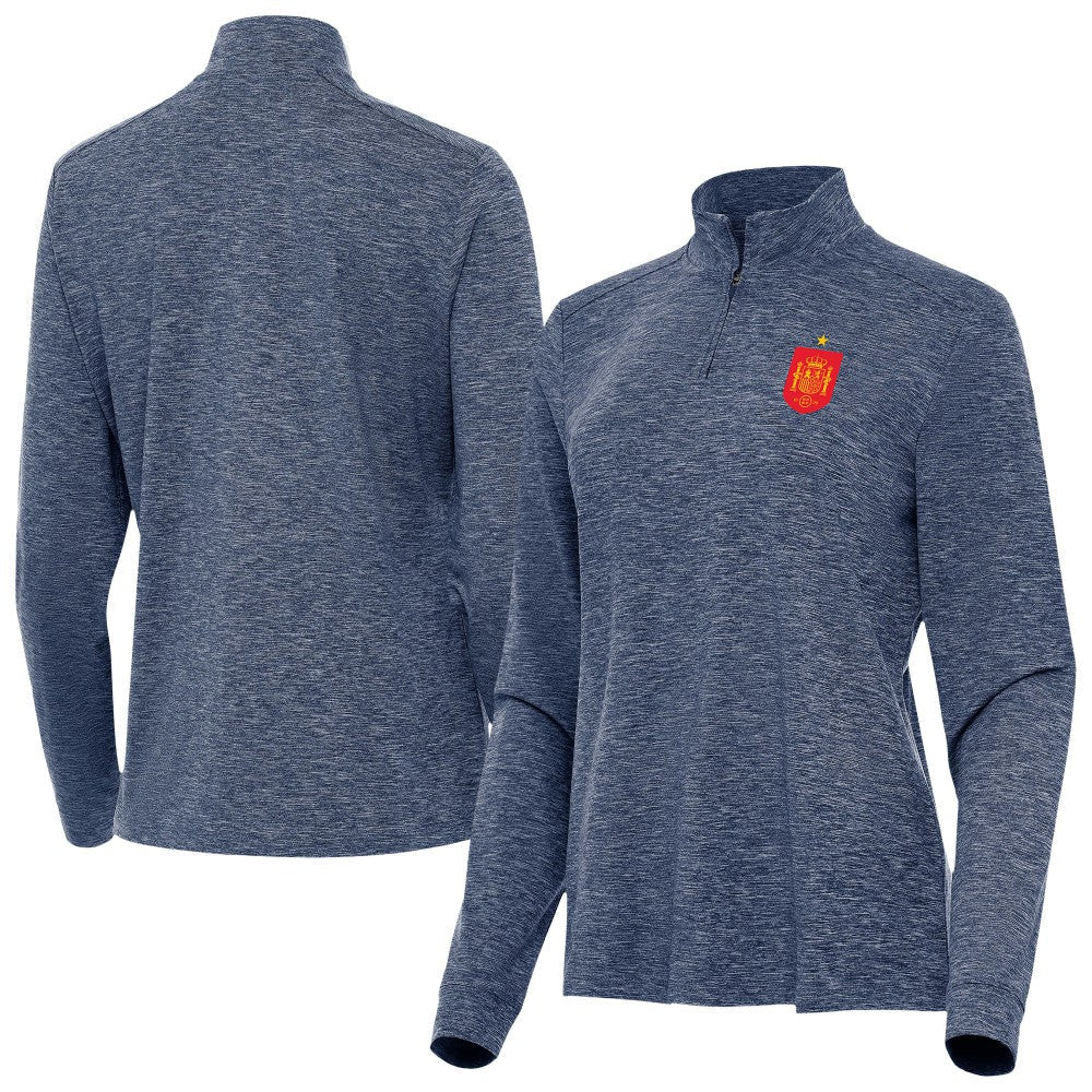 Spain National Team Antigua Women's Quarter-Zip Pullover - Heather Navy outlet