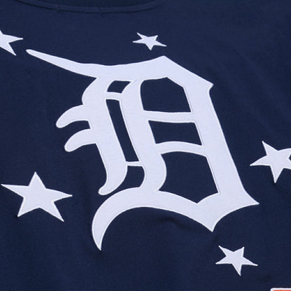 Detroit Tigers Women's Pep Rally Cropped Boxy T-Shirt - Navy | Mitchell & Ness
