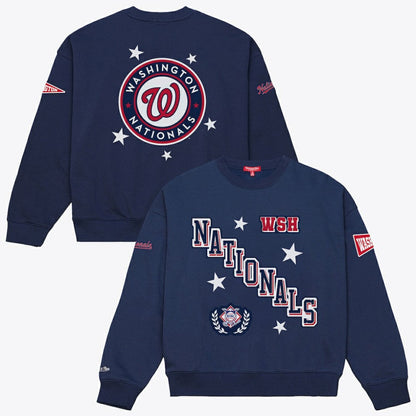 Washington Nationals Women's Pep Rally Sweatshirt - Navy | Mitchell & Ness