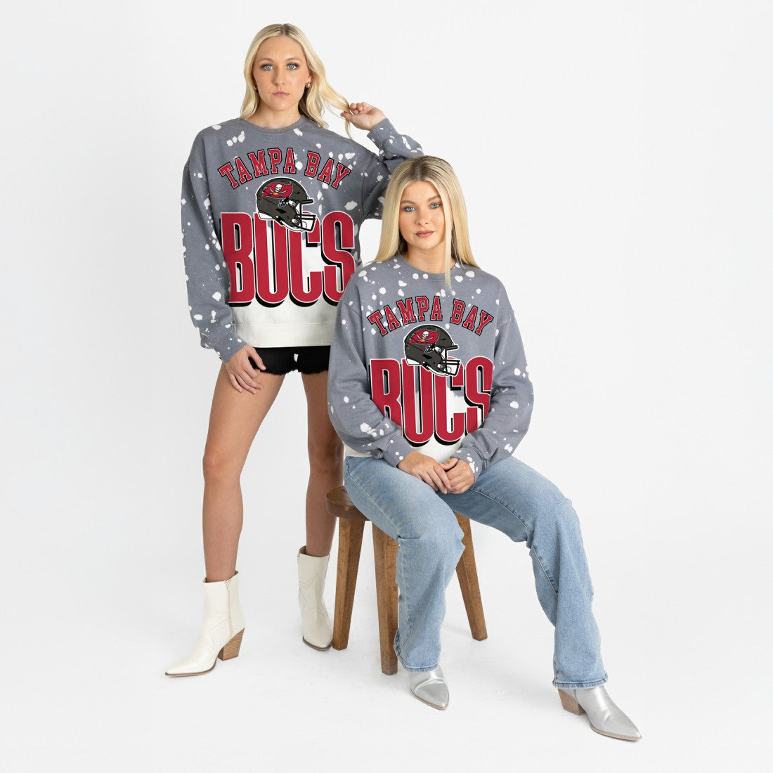 Tampa Bay Buccaneers Gameday Couture Women's Arch Rivals Faded Wash Sweatshirt - Gray sale