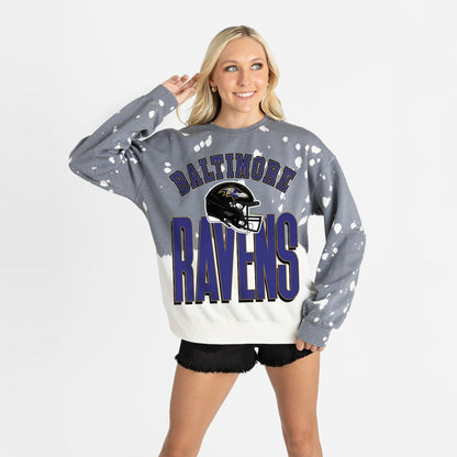 Baltimore Ravens Gameday Couture Women's Arch Rivals Faded Wash Sweatshirt - Gray cheap
