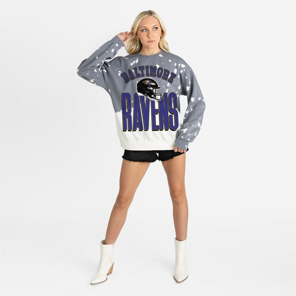 Baltimore Ravens Gameday Couture Women's Arch Rivals Faded Wash Sweatshirt - Gray cheap