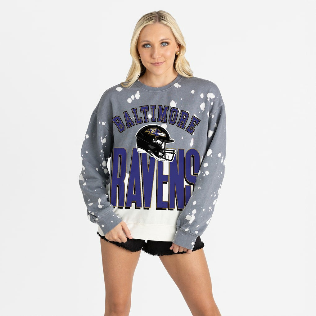Baltimore Ravens Gameday Couture Women's Arch Rivals Faded Wash Sweatshirt - Gray cheap
