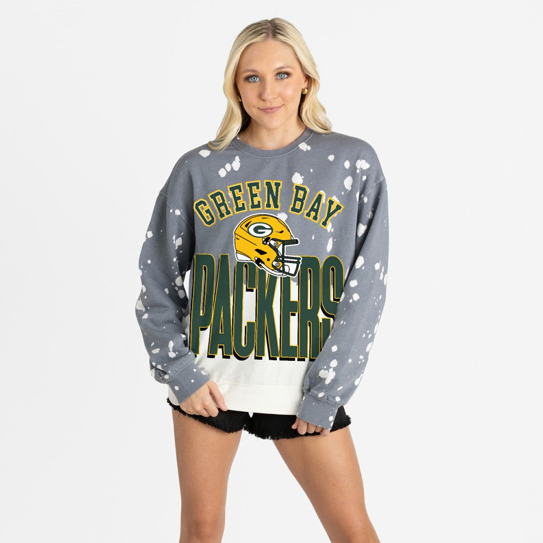 Green Bay Packers Gameday Couture Women's Arch Rivals Faded Wash Sweatshirt - Gray on sale