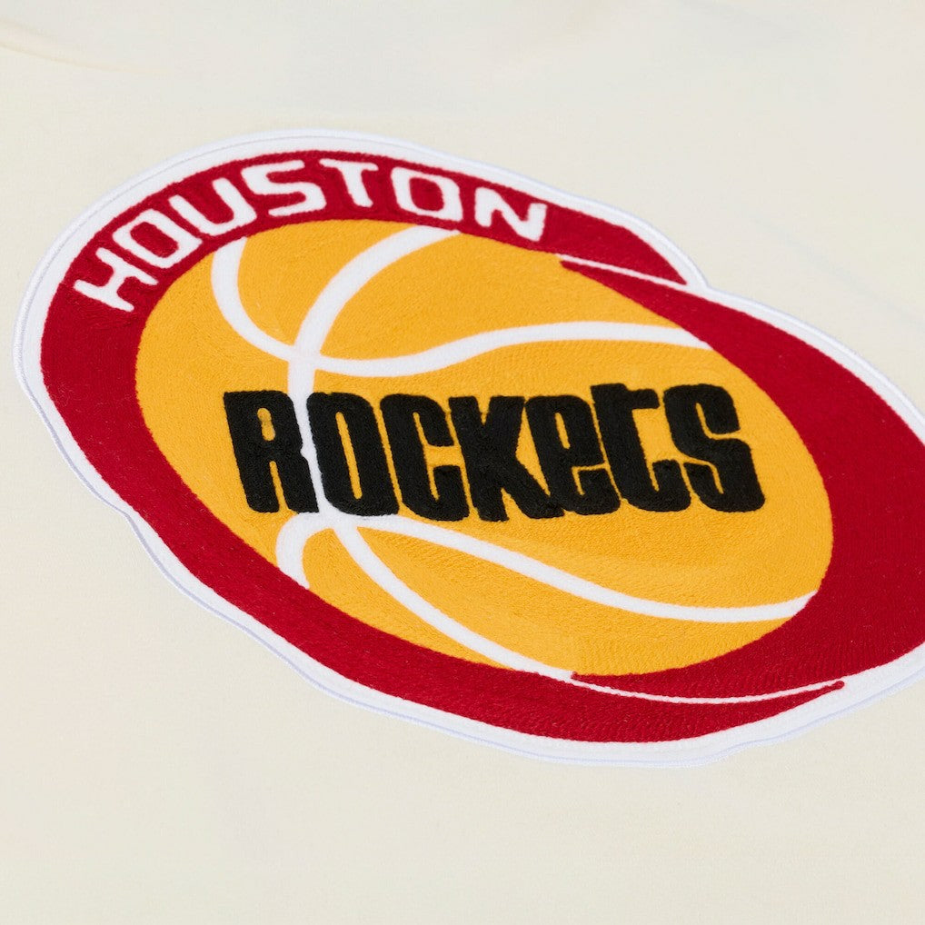 Houston Rockets Hardwood Classics Chainstitch Premium Fleece Hoodie - Cream | Mitchell & Ness online
