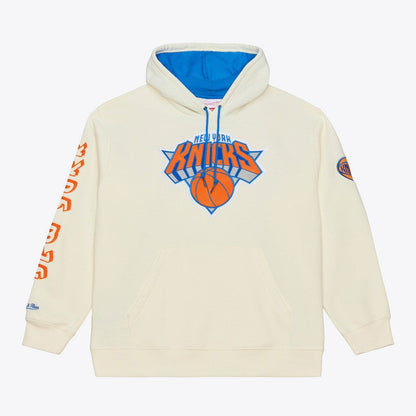 New York Knicks Hardwood Classics Chainstitch Premium Fleece Hoodie - Cream | Mitchell & Ness cheap