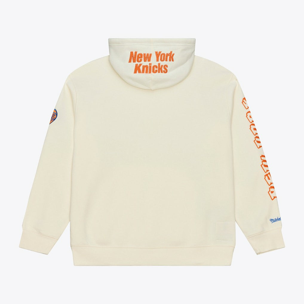 New York Knicks Hardwood Classics Chainstitch Premium Fleece Hoodie - Cream | Mitchell & Ness cheap