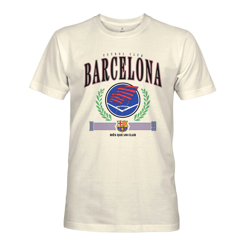 Barcelona 1863FC Retro Stripes T-Shirt - Cream sale