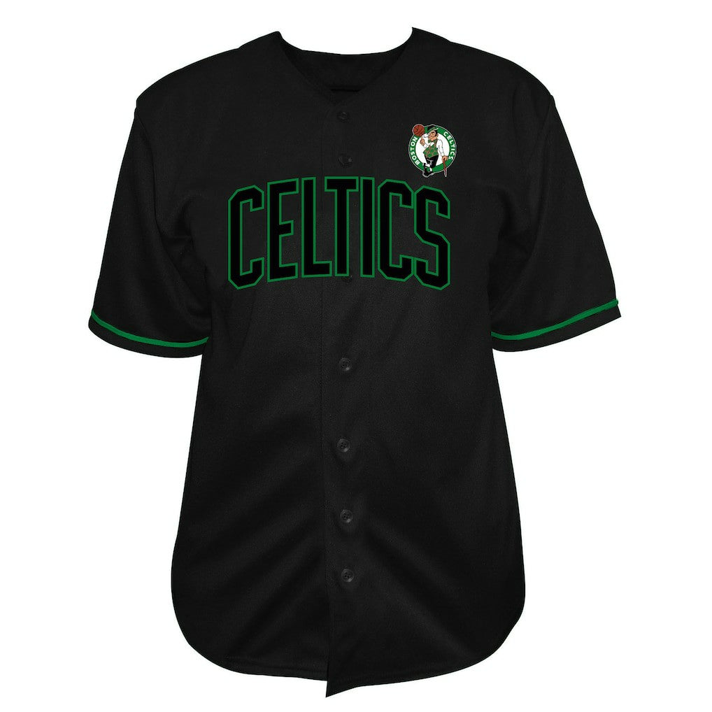Boston Celtics Big & Tall Pop Full-Button Baseball Jersey - Black | Fanatics on sale