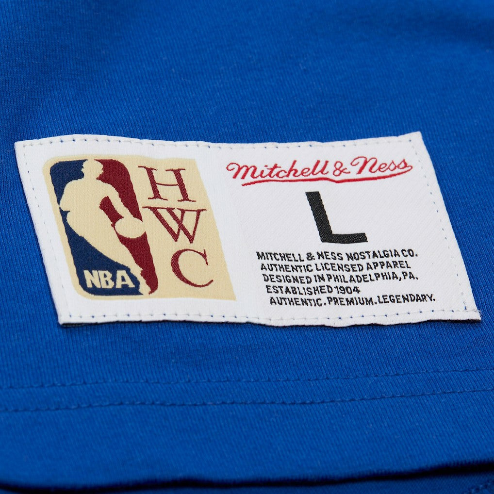 Golden State Warriors Hardwood Classics Throw It Back Premium T-Shirt sale - Royal | Mitchell & Ness online