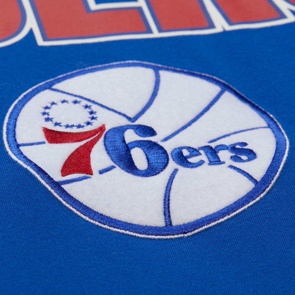Philadelphia 76ers Hardwood Classics Throw It Back Premium T-Shirt - Royal | Mitchell & Ness outlet