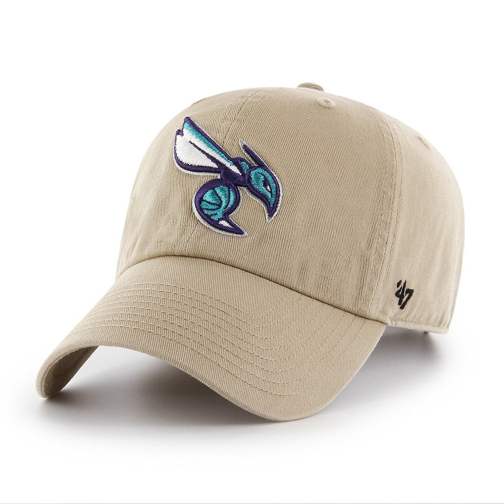 Charlotte Hornets '47 Logo Clean Up Adjustable Hat - Khaki | 47 brand outlet
