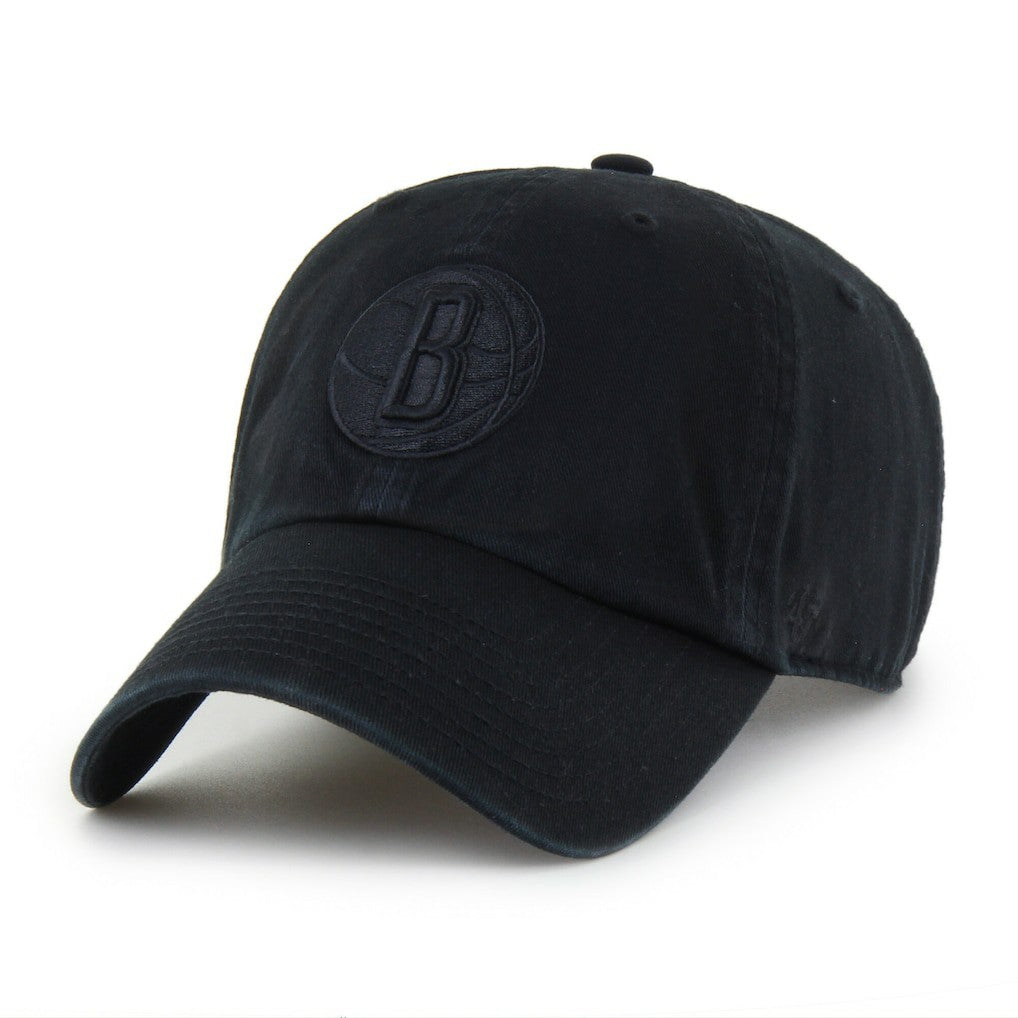 Brooklyn Nets '47 Black on Black Clean Up Adjustable Hat | 47 brand discount
