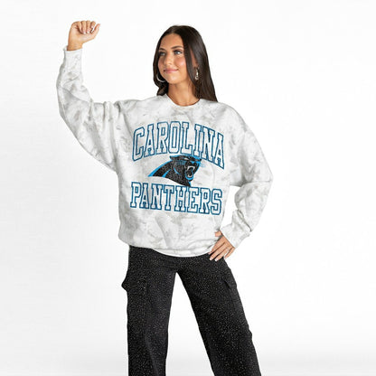 Carolina Panthers Gameday Couture Women's Whiteout Oversized Premium Fleece Sweatshirt - Arctic Camo discount