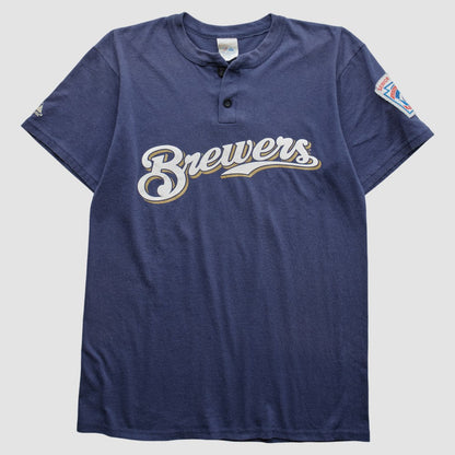 Milwaukee Brewers Majestic 2000s T-Shirt - Navy Vintage