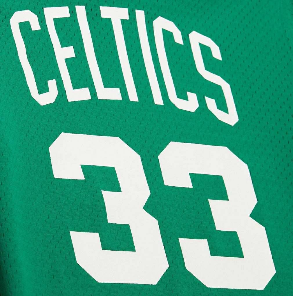 Larry Bird Boston Celtics Mesh Name & Number Short Sleeve Hoodie - Kelly Green | Mitchell & Ness online
