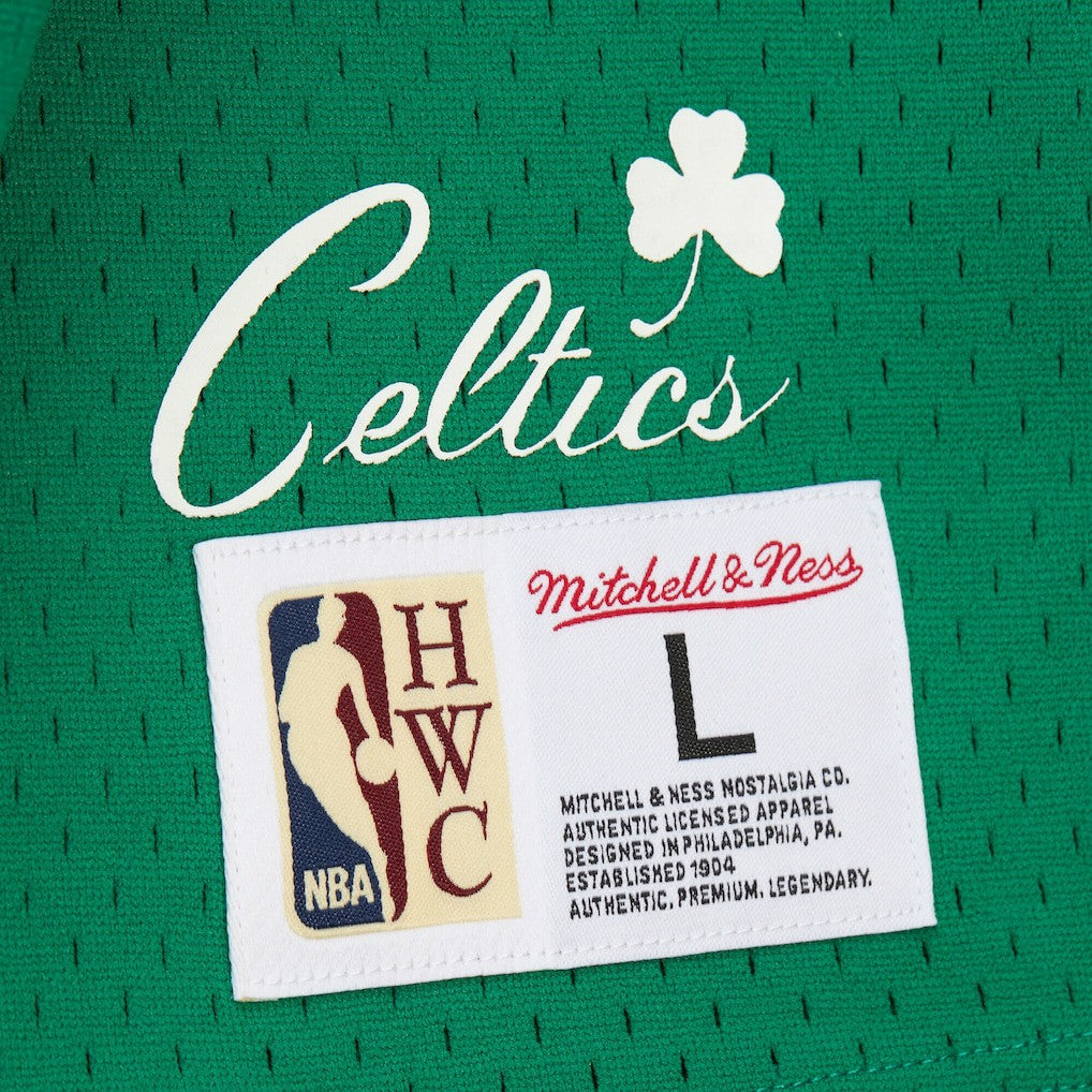 Larry Bird Boston Celtics Mesh Name & Number Short Sleeve Hoodie - Kelly Green | Mitchell & Ness online
