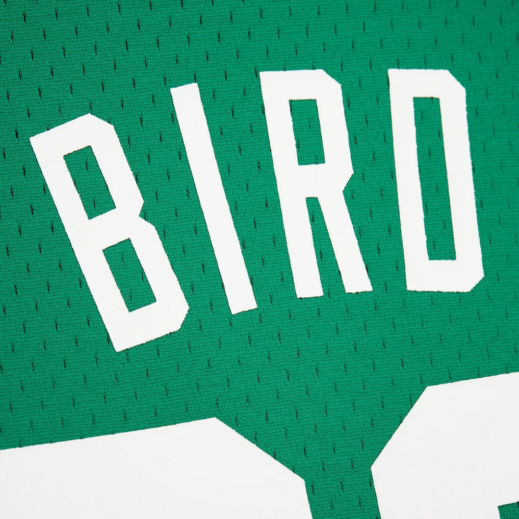 Larry Bird Boston Celtics Mesh Name & Number Short Sleeve Hoodie - Kelly Green | Mitchell & Ness online