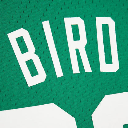 Larry Bird Boston Celtics Mesh Name & Number Short Sleeve Hoodie - Kelly Green | Mitchell & Ness online