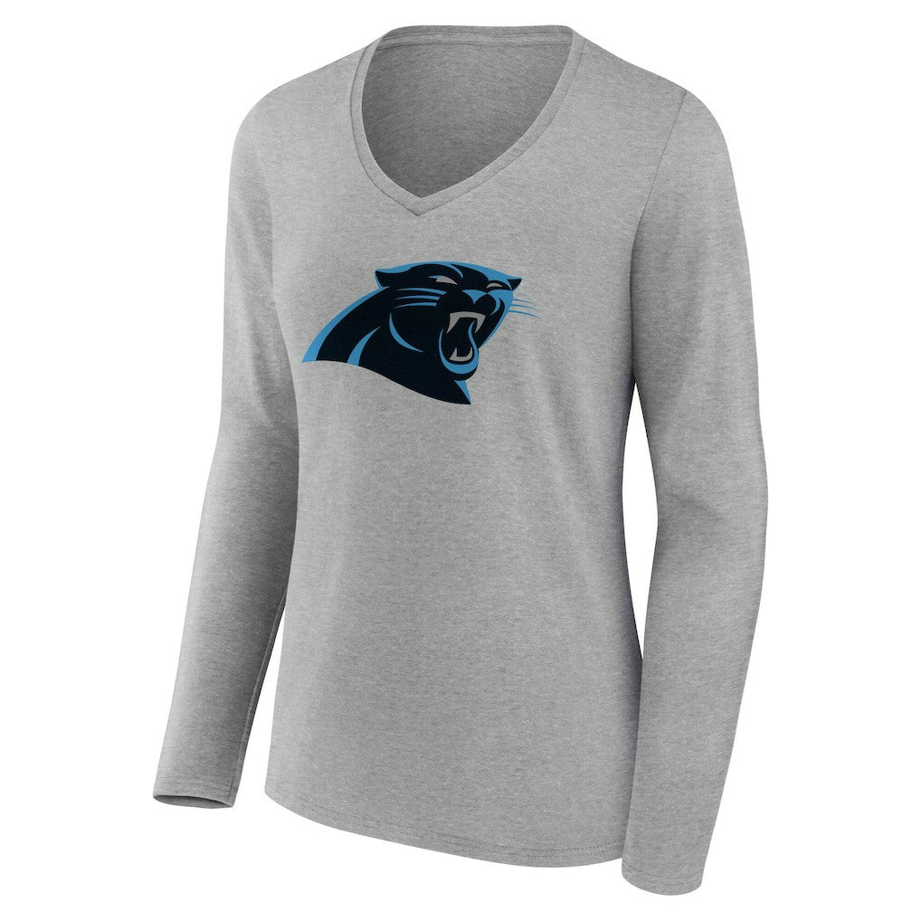 Carolina Panthers Women's Team Authentic Personalized Name & Number Long Sleeve V-Neck T-Shirt - Gray cheap