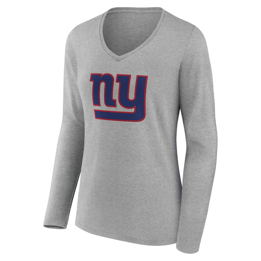 New York Giants Women's Team Authentic Personalized Name & Number Long Sleeve V-Neck T-Shirt - Gray discount