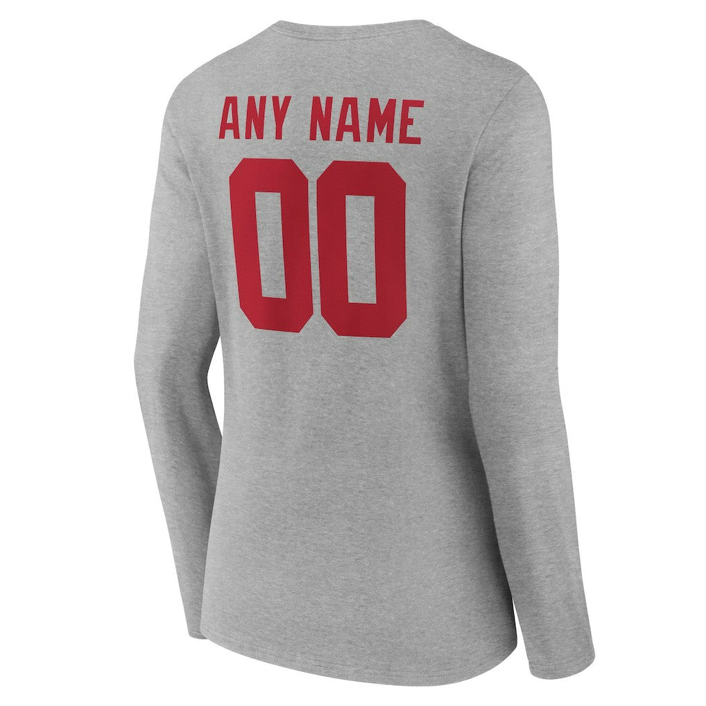 New York Giants Women's Team Authentic Personalized Name & Number Long Sleeve V-Neck T-Shirt - Gray discount