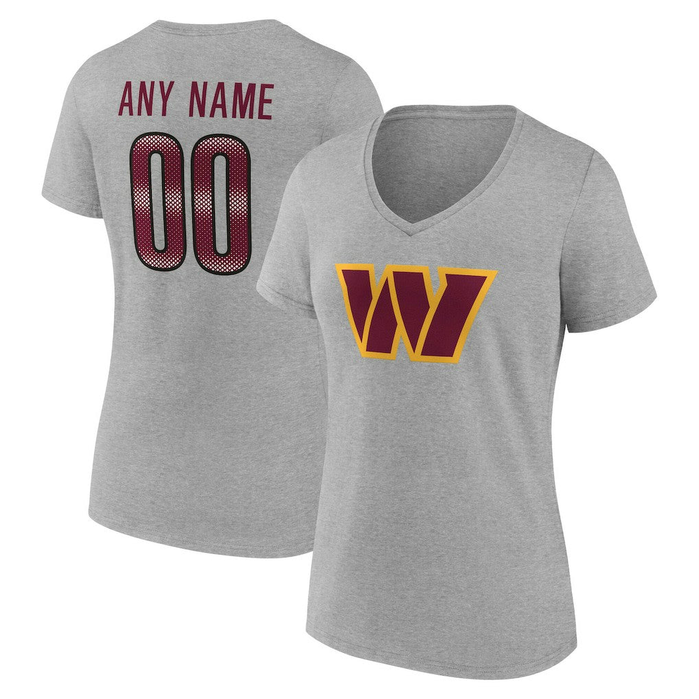 Washington Commanders Women's Team Authentic Personalized Name & Number V-Neck T-Shirt - Gray sale