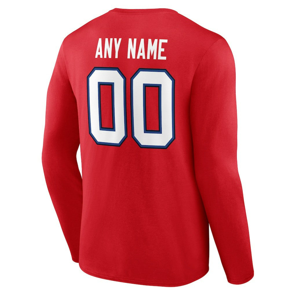 Buffalo Bills Team Authentic Personalized Name & Number Long Sleeve T-Shirt - Red cheap