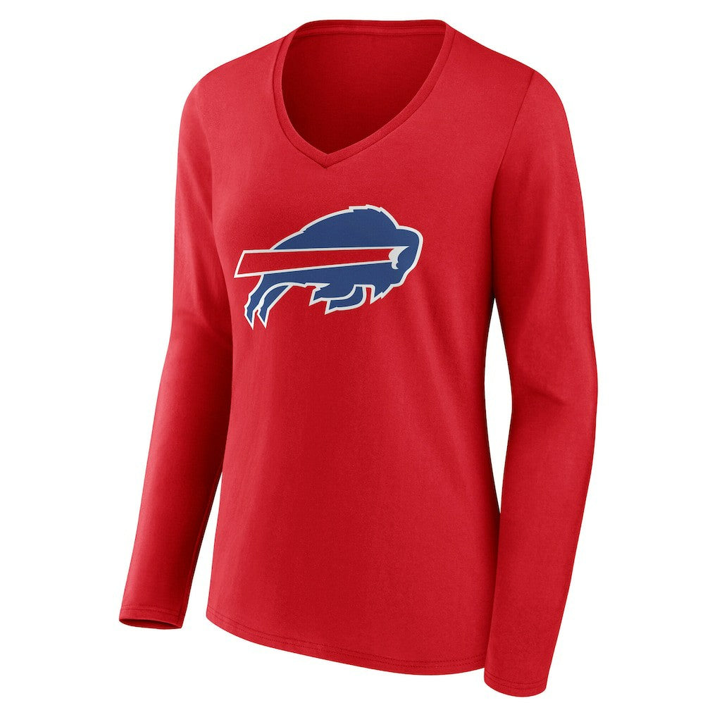 Buffalo Bills Women's Team Authentic Personalized Name & Number Long Sleeve V-Neck T-Shirt - Red cheap