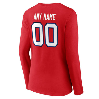 Buffalo Bills Women's Team Authentic Personalized Name & Number Long Sleeve V-Neck T-Shirt - Red cheap