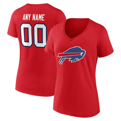 Buffalo Bills Women's Team Authentic Personalized Name & Number V-Neck T-Shirt - Red discount
