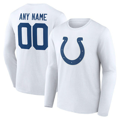 Indianapolis Colts Team Authentic Personalized Name & Number Long Sleeve T-Shirt - White on sale