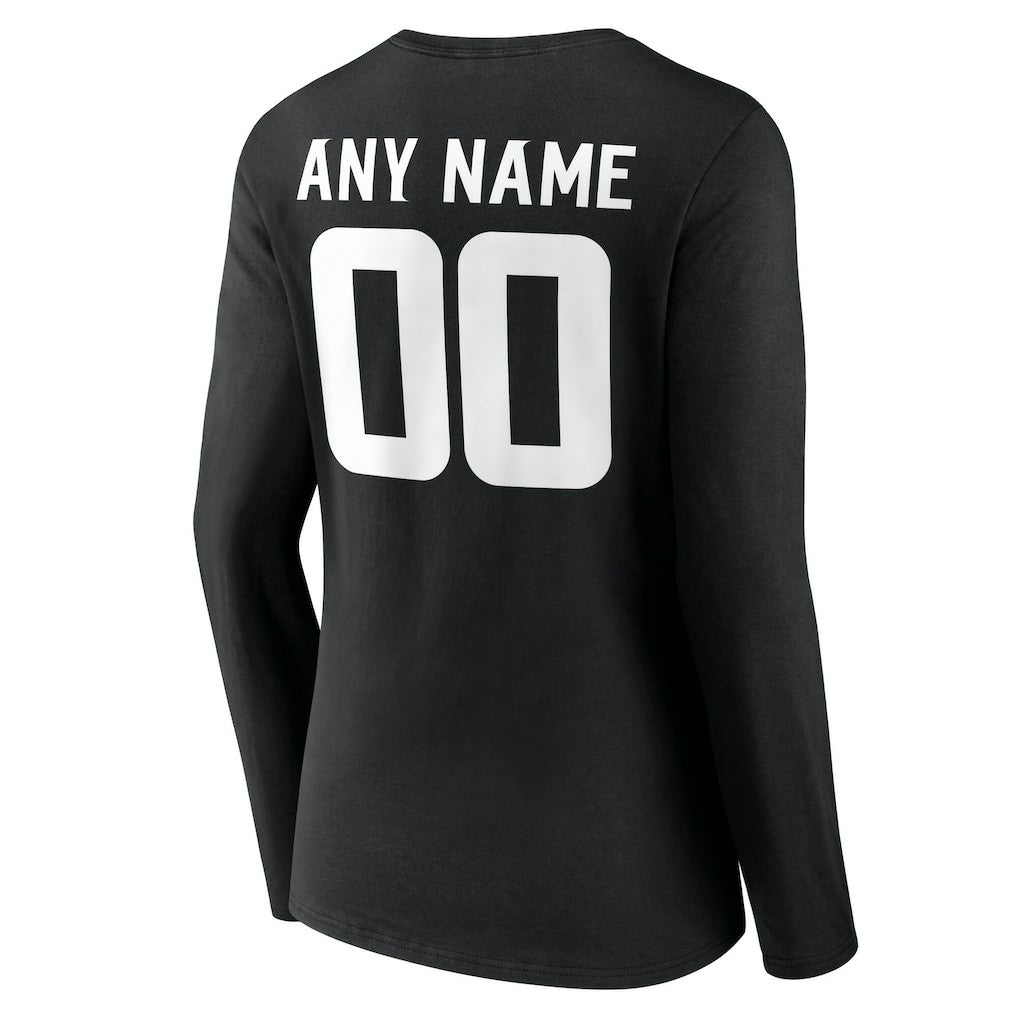 Minnesota Vikings Women's Team Authentic Personalized Name & Number Long Sleeve V-Neck T-Shirt - Black for sale