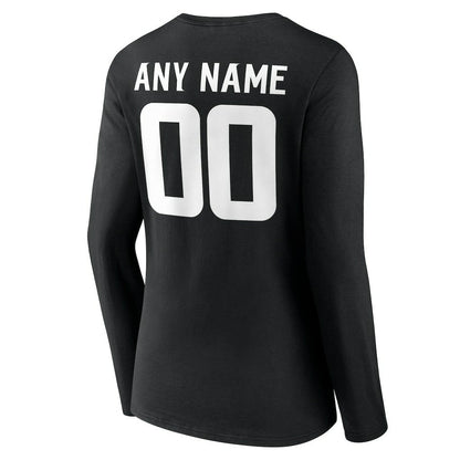 Minnesota Vikings Women's Team Authentic Personalized Name & Number Long Sleeve V-Neck T-Shirt - Black for sale