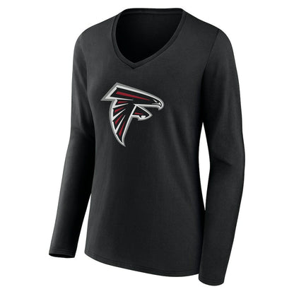 Atlanta Falcons Women's Team Authentic Personalized Name & Number Long Sleeve V-Neck T-Shirt - Black cheap