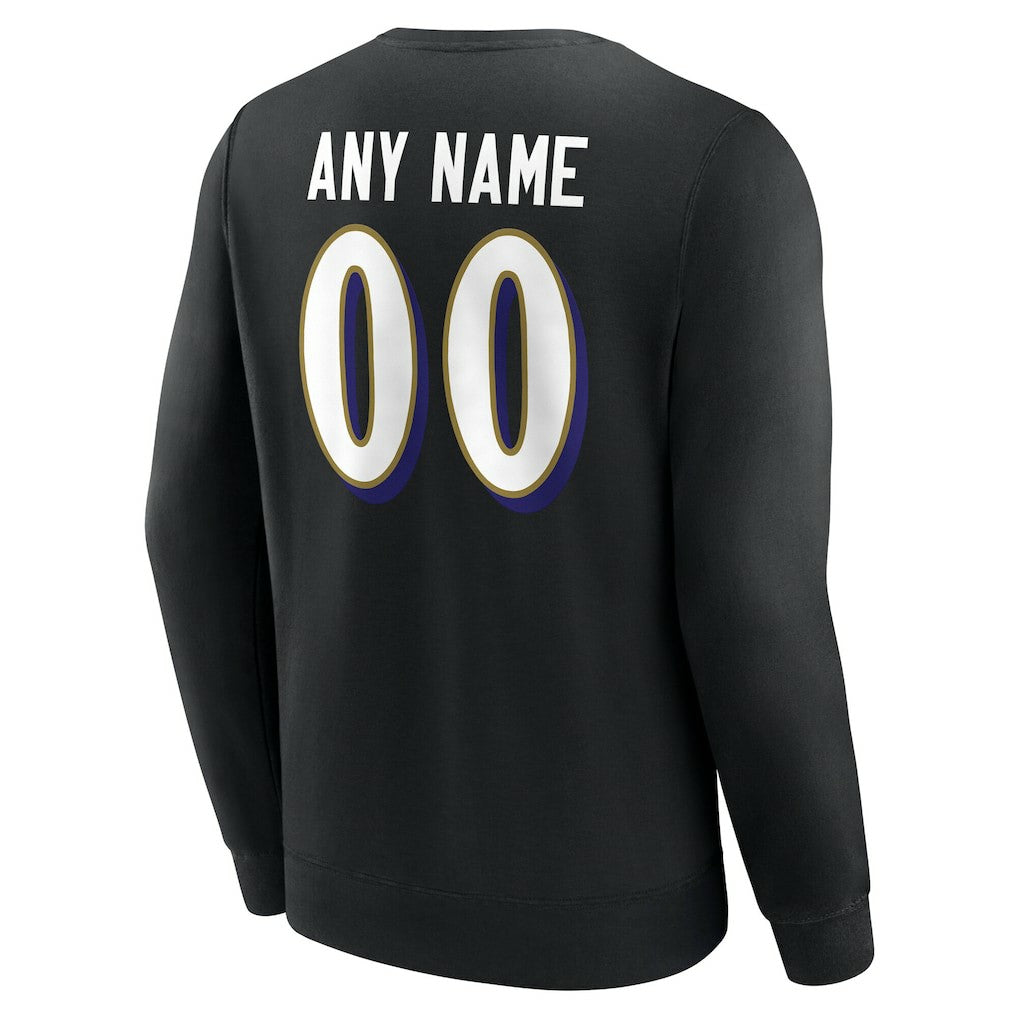 Baltimore Ravens Team Authentic Personalized Name & Number Sweatshirt - Black cheap