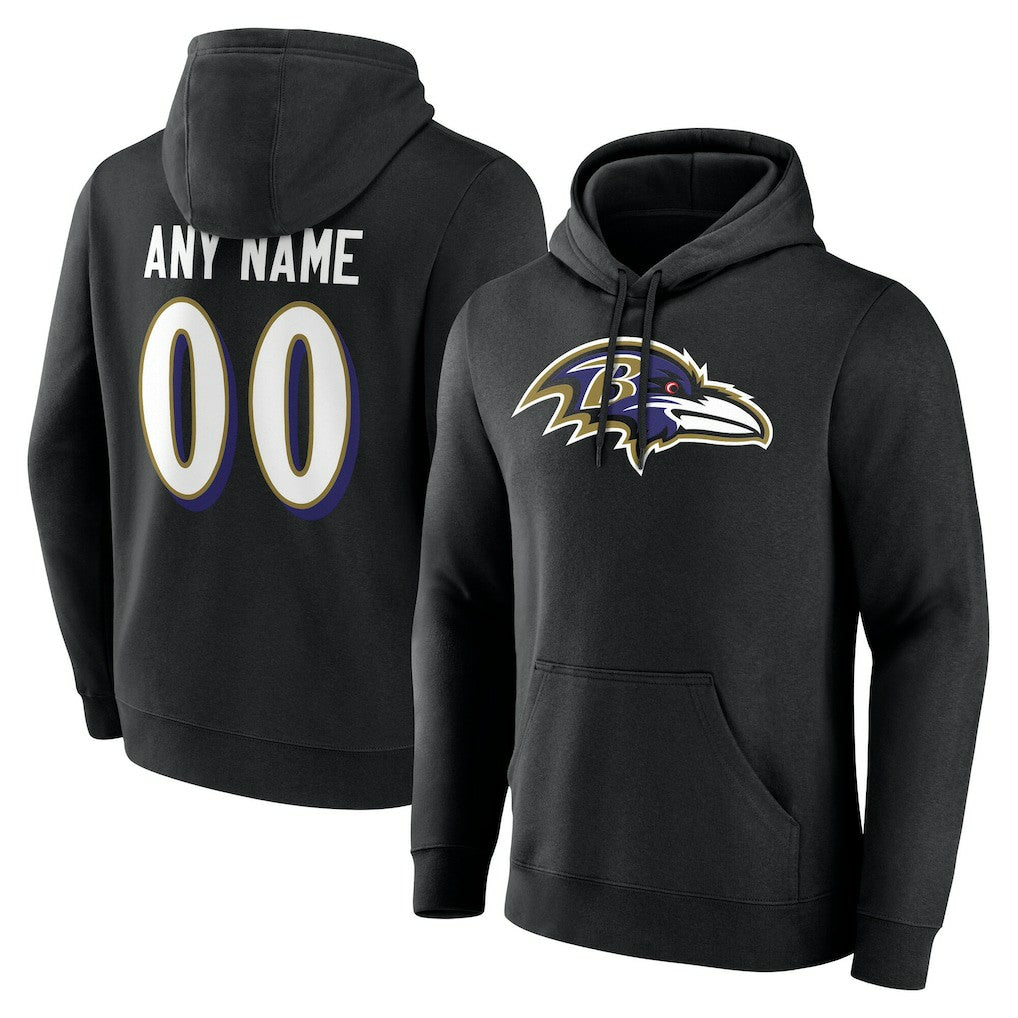 Baltimore Ravens Team Authentic Personalized Name & Number Hoodie - Black cheap