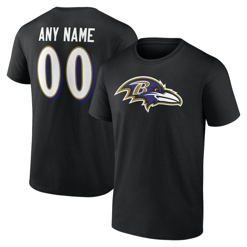 Baltimore Ravens Team Authentic Personalized Name & Number T-Shirt - Black for sale