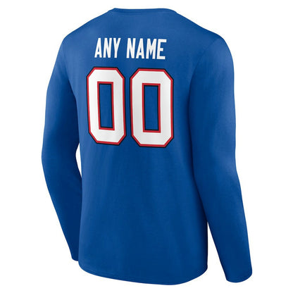 Buffalo Bills Team Authentic Personalized Name & Number Long Sleeve T-Shirt - Royal cheap